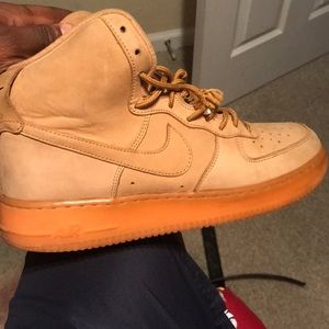 High top wheat Air Force 1s